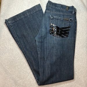 7 for All Mankind Dojo flare jeans with patent leather pockets